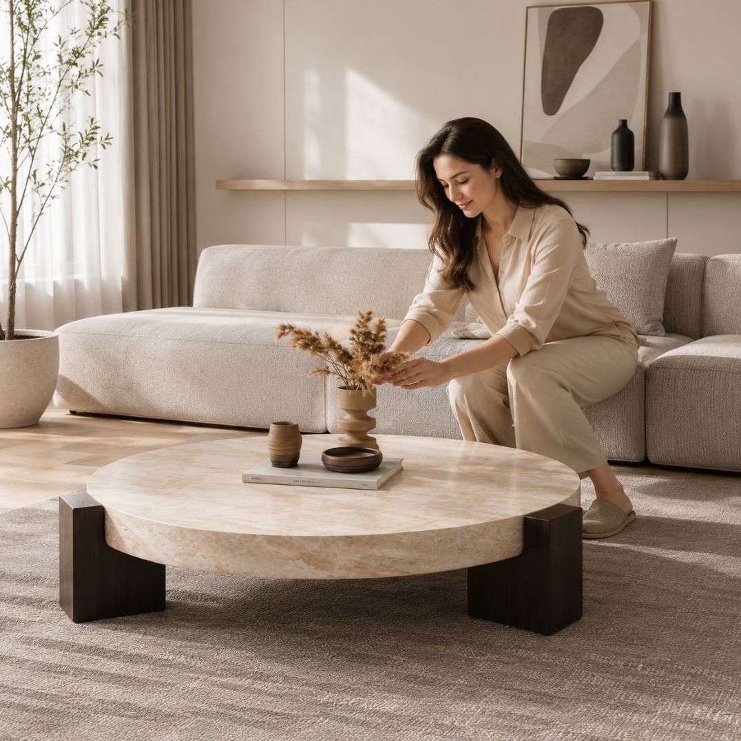 Germain Travertine Table Basse