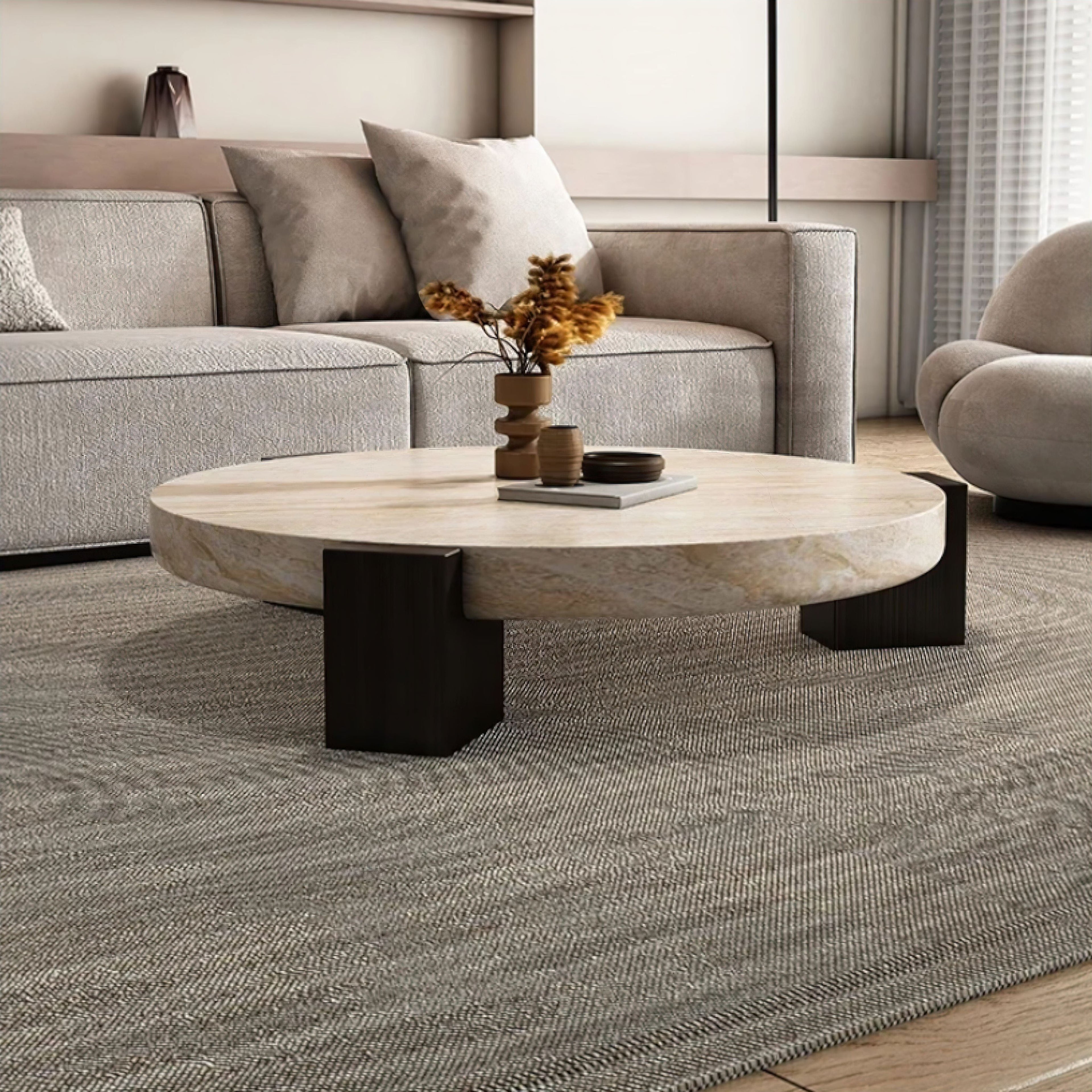 Germain Travertine Table Basse
