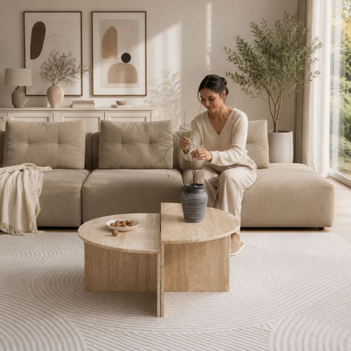 Iva Travertine Table Basse